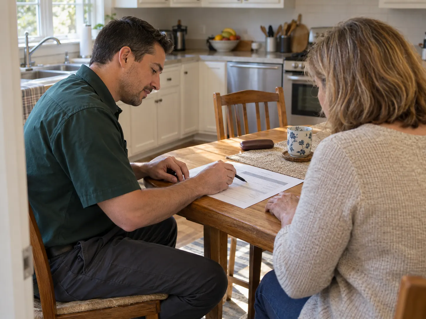 Homeowner reviewing the included work on a duct cleaning estimate.